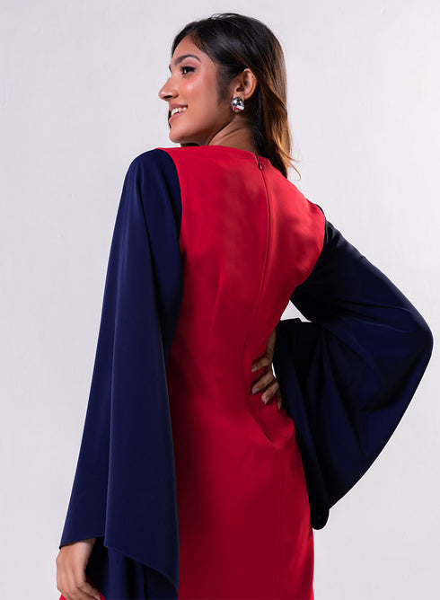 Flared Sleeve Mini Red Dress